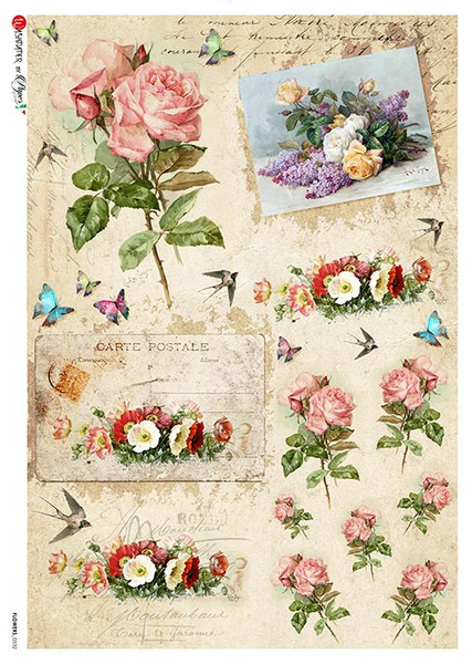 Paper Designs Rose Carte Postale A4 Rice Paper