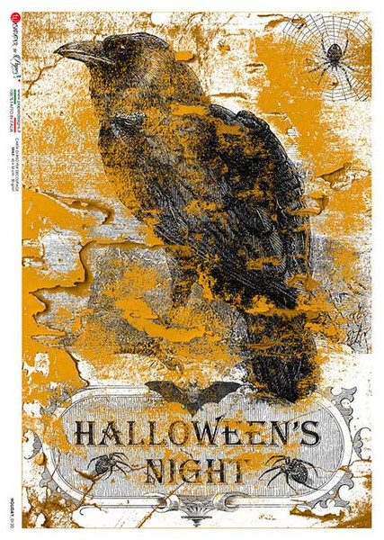 Paper Designs Halloween Night Dark Raven A4 Rice Paper