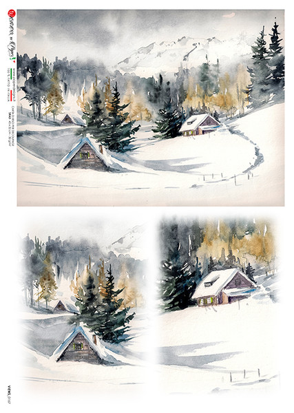 Paper Designs Snowy Landscape Scene A4 Rice Paper