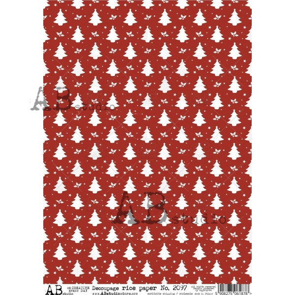 AB Studios Red Christmas Tree Pattern Rice Paper