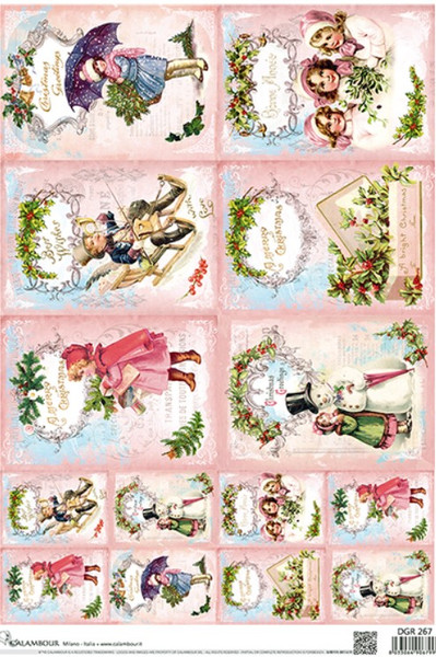 Calambour Pink Christmas Vintage Winter Kids Rice Paper
