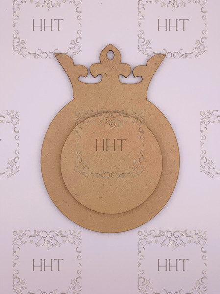 MDF Crown Ornament with Center Overlay, 2 pieces