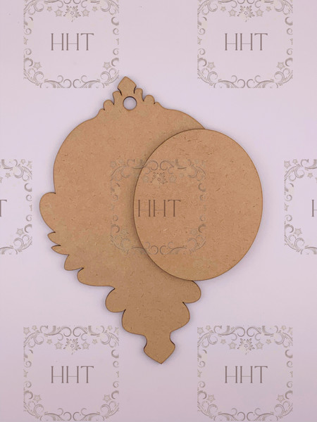 MDF Ornament with Center Overlay, 2 Pieces