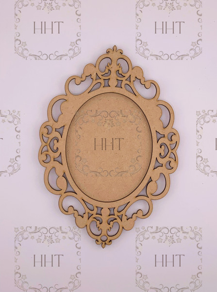 MDF Ornament with Overlay Scroll Frame, 2 pieces