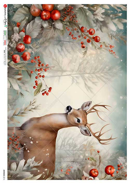 Paper Designs Festive Buck Side Portrait A4 Rice Paper