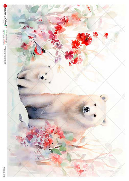 Paper Designs Mother and Baby Polar Bears A1 Rice Paper