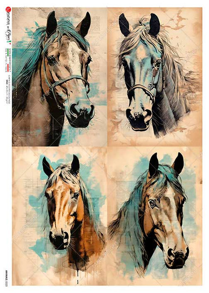 Paper Designs Four Horse Sketches A4 Rice Paper