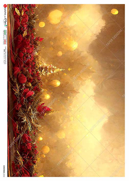 Paper Designs Gold Bokeh Holiday Scene A1 Rice Paper