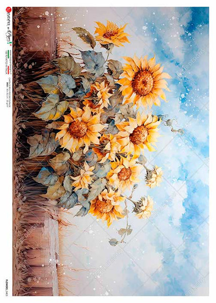 Paper Designs Sunflower Field A3 Rice Paper
