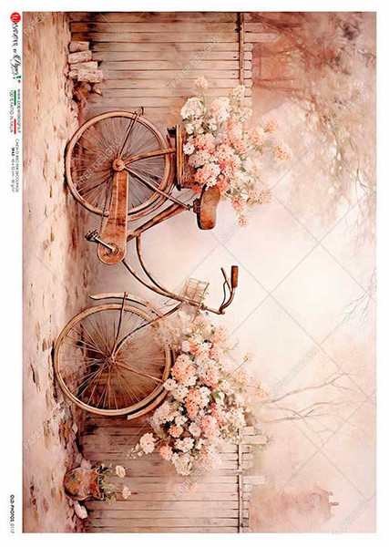Paper Designs Vintage Floral Bicycle A2 Rice Paper