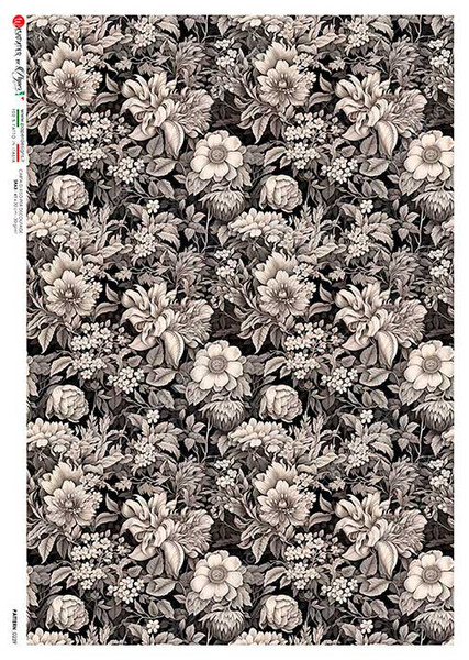 Paper Designs Black and White Floral Pattern A3 Rice Paper