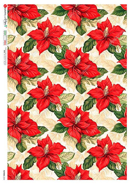 Paper Designs Repeating Poinsettias A3 Rice Paper