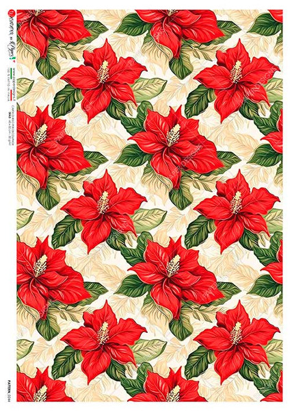 Paper Designs Repeating Poinsettias A2 Rice Paper