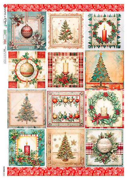 Paper Designs Holiday Festive Squares A1 Rice Paper