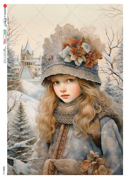 Paper Designs Winter Girl for a Walk in the Woods A4 Rice Paper