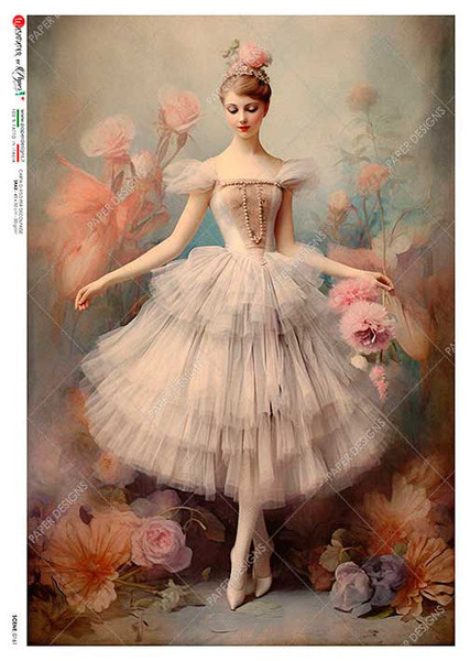 Paper Designs Elegant Ballerina with Soft Florals A4 Rice Paper