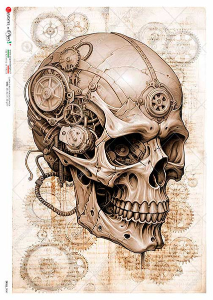 Paper Designs Steampunk Skull A3 Rice Paper