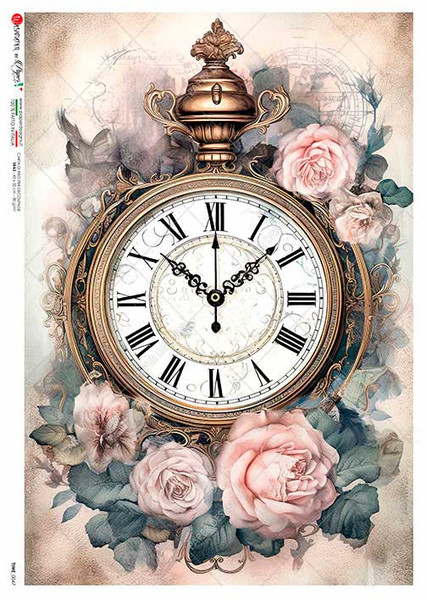 Paper Designs Shabby Chic Timepiece A4 Rice Paper