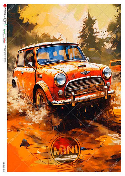 Paper Designs Orange Mini Cooper A2 Rice Paper