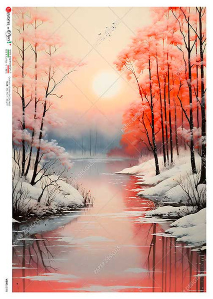 Paper Designs Stream at Sunset A0 Rice Paper