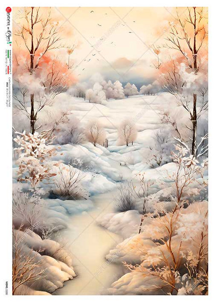 Paper Designs Ice Covered Stream A1 Rice Paper