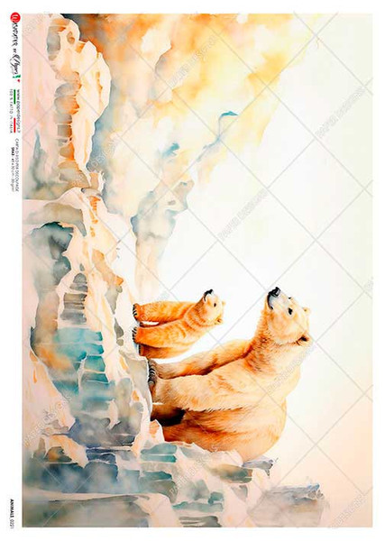 Paper Designs Polar Bear Family in Arctic Paper A2 Rice Paper