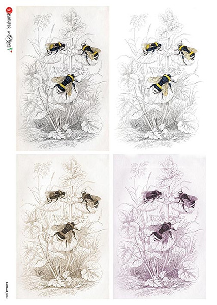 Paper Designs Vintage Bees Four Pack Rice Paper
