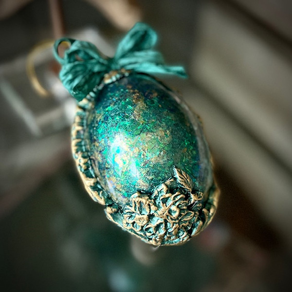 Green Magical Galaxy Egg Ornament