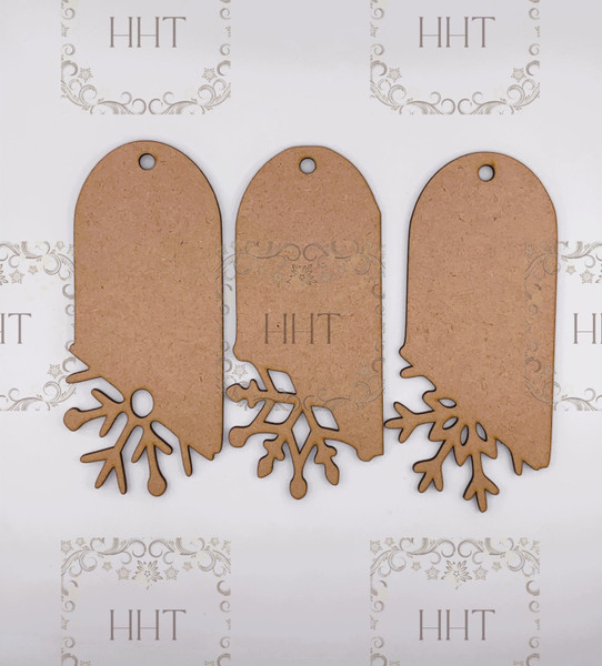 Handcrafted Holiday Traditions Tags with Snowflakes MDF Base