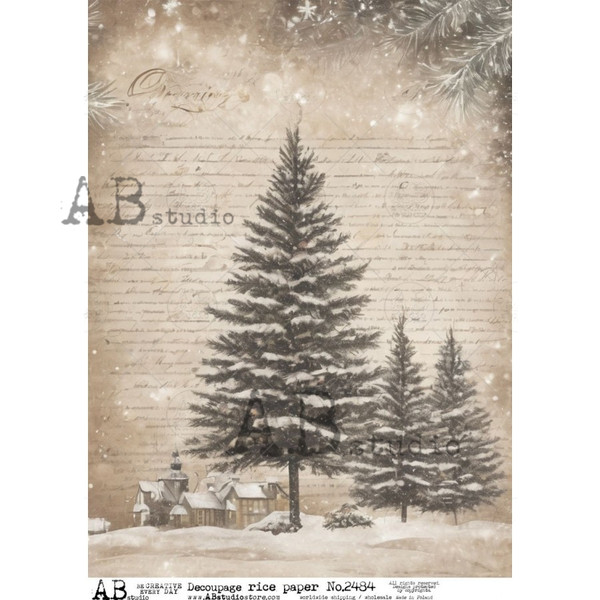 AB Studios Winter Trees A4 Rice Paper