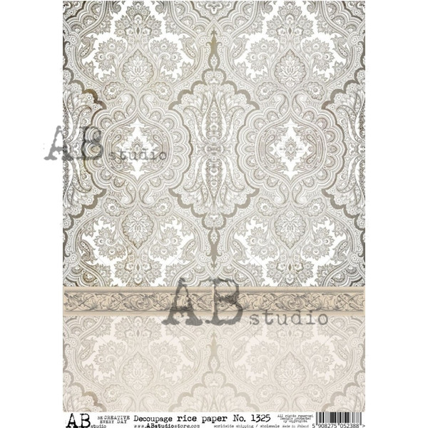 AB Studios Neutral Beige Damask Pattern Pack Rice Paper