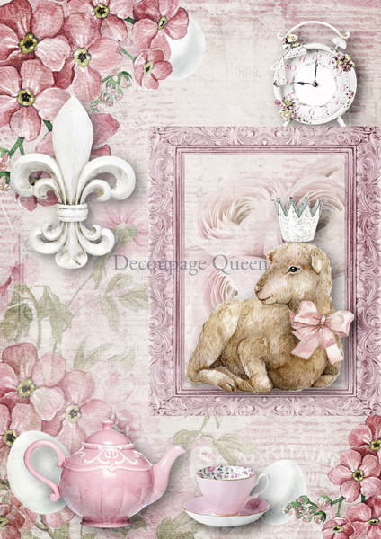 Decoupage Queen Easter Lamb A4 Rice Paper
