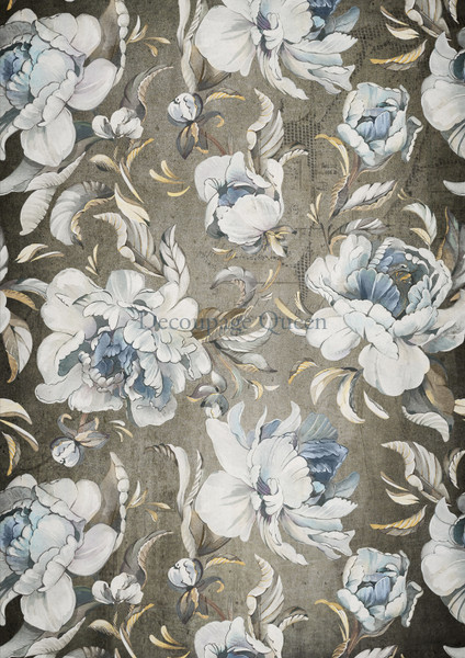 Decoupage Queen Blue Peonies A3 Rice Paper