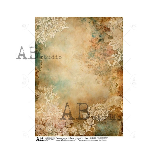 AB Studios Patina Grunge and Lace A4 Rice Paper