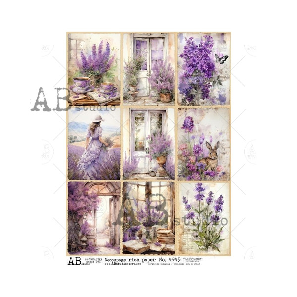 AB Studios Nine Pack Lavender Minis A4 Rice Paper