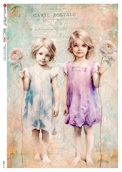 Paper Designs Girls Holding Flowers A4 Rice Paper
