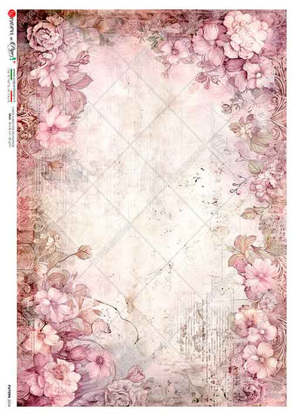Paper Designs Pink Floral Journal Page A3 Rice Paper
