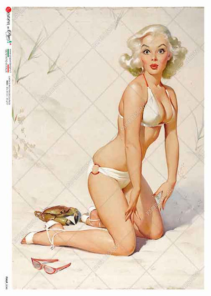 Paper Designs White Bikini Pinup A4 Rice Paper