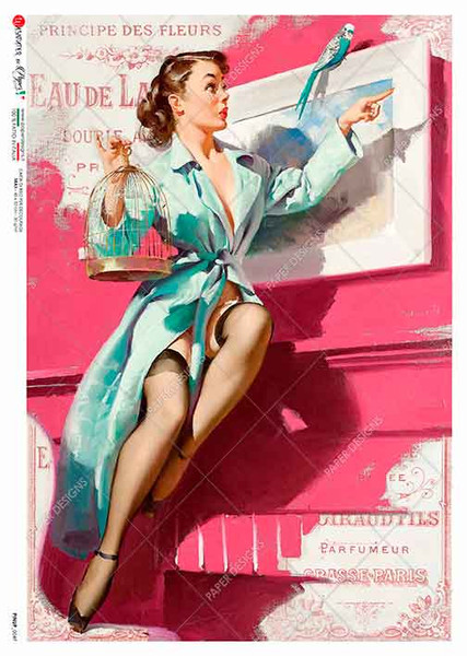 Paper Designs Hot Pink Pinup A4 Rice Paper