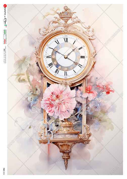 Paper Designs Floral Clock A4 Rice Paper