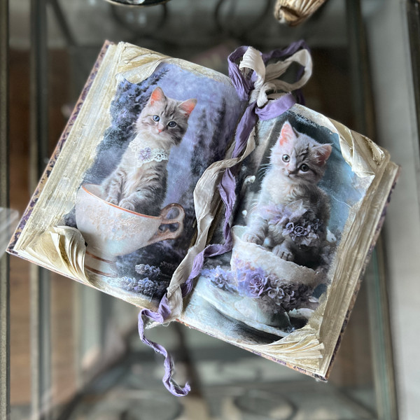 Lavender Kittens Altered Book Project Box
