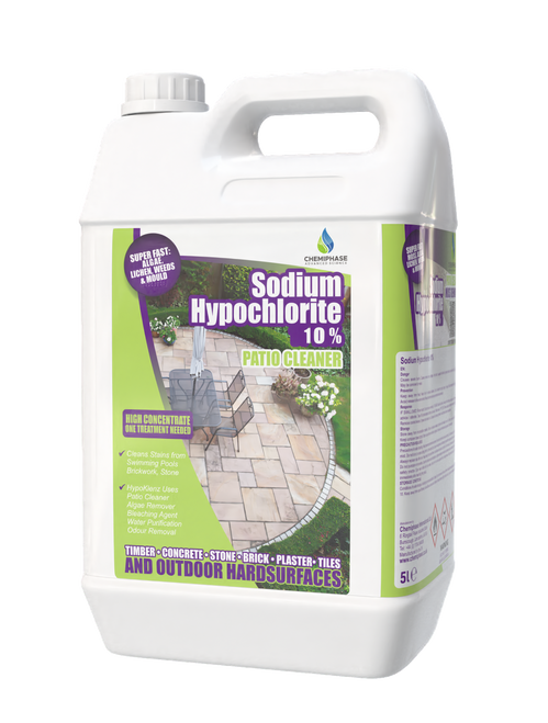 Sodium Hypochlorite 10% Solution - Sodium Hypochlorite Patio Cleaner, Moss Block Paving Cleaner