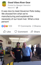 Governor Polis visits Good Vibes River Gear