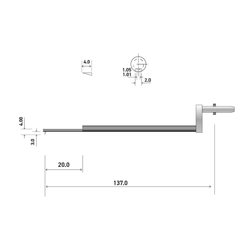 160mm 15° 20um Stylus