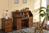 Solid Oak Roll Top Desk  with Antiqued Burnished Walnut Stain