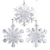 Clear Plastic Glitter Snowflake Ornament Set of Three 4.5in.