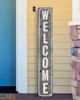 Outdoor Welcome Sign for Porch - Gray with Classic White Border - Tall Porch Sign 8x47