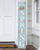 Outdoor Welcome Sign for Porch - Hello Spring - Vertical Porch Board 8x47 Robin's Nest Blue With White Lettering