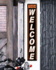 Outdoor Welcome Sign for Porch - Bikers Welcome Black and Orange Vertical Porch Board 8X47