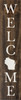 Dark Walnut Welcome Vertical Wooden Sign with Silhouette of State